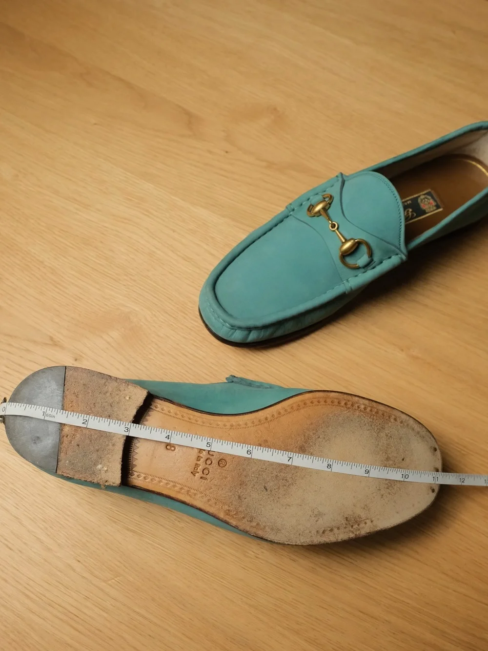 Rare Gucci 1953 Horsebit Loafers Teal Leather Size 8 With Box
